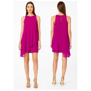 Ted Baker Locie Asymmetric Mini Dress Women’s 6 Pink Draped Overlay Sleeveless